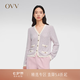 OVV【經典粗花呢】春夏熱賣女裝大氣優雅V領針織開衫外套 淺紫（凈色）07 L