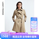 朗姿【尖貨補單】中長款修身顯瘦氣質女冬季新款風衣設計感外套 卡其綠色 L