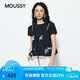 moussy 2026夏季新品文藝風假兩件蕾絲碎花短袖T恤028JSC80-1027 140藏青色 均碼