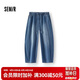 森馬（Semir）牛仔褲女夏季純棉松緊腰彎刀褲寬松2026松弛感九分褲109326124005