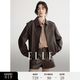 ELLE復古美拉德短款皮衣外套女2026春季新款高級感通勤時髦上衣 咖色 【預售】 S