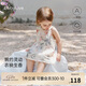 babylove女寶寶連衣裙夏季薄款純棉掛脖裙甜美國風裙子公主裙清涼夏裝