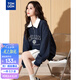 唐獅（TonLion）2026春秋新款翻領撞色前胸學院字母衛衣女