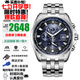 西鐵城（CITIZEN）光動能藍寶石鏡面多局電波萬年歷時尚商務防水夜光手表男圣誕禮物 AT9031-52L