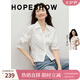 紅袖（hopeshow）淡人高知穿搭襯衫2026夏季新款女裝壓褶花苞中袖翻領(lǐng)通勤百搭上衣 本白001 XL