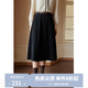 獨束[神裙3.0版]獨束大碼女裝高腰半身裙女秋冬微胖mm遮胯顯瘦A字裙 靜謐黑 L