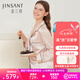 金三塔真絲睡衣女100%桑蠶絲外穿絲滑【清爽涼感】套裝居家服七夕禮物 [熱薦]19姆米香妃色 L