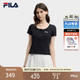 FILA 斐樂官方女子針織短袖衫2026夏新款時尚簡約百搭顯瘦修身T恤 正黑色-BK L 170/88A/L