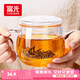 富光花茶杯 男女士茶水分離杯子 雙層辦公泡茶玻璃杯帶把高硼硅水杯
