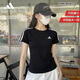 阿迪達斯（adidas）短袖女 時尚簡約修身棉質舒適透氣運動健身訓練圓領t恤 L