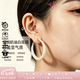 紀(jì)詩哲高級(jí)感歐美圓圈耳環(huán)女小眾顯臉小耳飾耳扣百搭耳圈耳釘七夕情人節(jié) 33mm杏色 【推薦款】