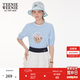 Teenie Weenie小熊針織T恤女裝毛衣夏季潮流休閑甜酷圓領(lǐng)短袖 淺藍色 S