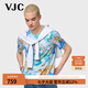 威杰思（VJC）【專柜同款】2025春夏新品男裝時尚燙鉆短袖T恤B25BA1068 綠色花 M /48