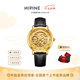 HIPINE西普尼機(jī)械金表女純金999足金表盤復(fù)古商務(wù)情侶黃金手表七夕禮物 【鏤空女款-黑帶】金重2g+