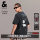 杰克·瓊斯（JACK&JONES）男裝26年純棉短袖T恤男士夏季潮流寬松卡通熊貓印花情侶半袖t恤 E44黑砂色 L 180寬松版，建議拍小一碼