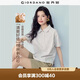 佐丹奴亞麻襯衣女夏季新款棉麻寬松半開筒條紋襯衫女短袖13346236