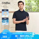 金利來【桑蠶絲/防曬】春夏季節短袖polo衫男涼感純色商務休閑翻領T恤 藏藍-95R1 XL 180/96A 推薦150-165斤