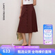 朗姿25法式復古碎花半身裙優雅氣質高級感通勤傘裙2026年秋季新款 干玫瑰紅色 M