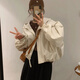 紫昕月薄荷曼2025連帽夾克春季新款休閑風(fēng)衣短款小個(gè)子寬松短外套女 米白色 M 85-100