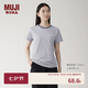 MUJI 女式 天竺編織 圓領(lǐng)短袖T恤 上衣女款26年春季女裝 BB2SBA6S 煙熏藍(lán)色圖案 M 160/84A