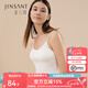金三塔背心女春夏真絲桑蠶絲性感U領薄短款美背打底吊帶 白色 XL
