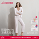 愛慕（Aimer）新品睡美人睡衣抗菌防螨帶杯不凸點吊帶九分褲三件套裝 【三件套】蒼煙紫 AM46A851 S 160