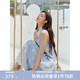 范思藍恩【徐若晗同款】海邊度假連衣裙女夏重工編織藍色條紋2618 微風藍 M