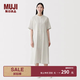 MUJI 女式 涼感 短袖襯衫連衣裙 女裝裙子長裙 26年夏季 BC2Q7C6S 象牙色格紋 S （155/80A）