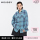 moussy 【趙昭儀同款】女裝新品美式格紋LOGO襯衫028JSX30-1052 110藍(lán)色 均碼