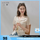 三彩2026夏季新款肌理感小衫花邊拼接短袖開叉上衣M 米白色 M 160/84A