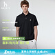 HAZZYS【張晚意同款】哈吉斯男女裝 26新款夏季情侶款短袖polo衫 黑色BK -男款 L （175/96A 48）