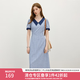 范思藍恩格紋miu系學院風連衣裙2025夏季新款少女氣質通勤2699 海鹽梔子藍 M