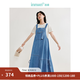 茵曼（INMAN）【商場同款】牛仔背帶裙2026夏季女裝新品萊賽爾棉綁帶連衣裙 牛仔藍(lán) XL