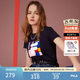 斐樂（FILA） 女裝官方女士短袖T恤夏季休閑運動內搭t恤百搭短T上衣 傳奇藍-F51W629191B L （170/88A/L）