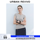 UR2026夏季新款女裝休閑單排扣圓領(lǐng)修身短袖T恤UWM450122 淺灰花灰 M