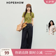 紅袖（hopeshow）獨特超好看T恤2026春季新款女裝正肩短袖圓領百搭顯瘦氣質短上衣 苔蘚綠365 M