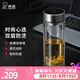 希諾（heenoor） 雙層玻璃杯男士大容量家用杯子商務車載便攜水杯透明隔熱茶杯 本色410ml