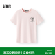 森馬（Semir）短袖T恤女夏季小狗刺繡純棉寬松衣服圖案可愛休閑女生套頭衫 粉紅A61352 L