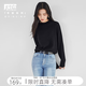 對白【100%綿羊毛】半高領針織毛衣女秋冬2025新款保暖打底衫上衣 靜謐黑 XL