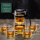 天喜（TIANXI）飄逸杯 玻璃茶壺按壓式泡茶器具茶水分離飄逸壺可拆卸沖洗壺過濾 750ml單壺+4個茶杯