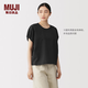 MUJI 女式 漢麻 棉 抽褶袖罩衫 女士襯衫襯衣26年夏季女裝上衣 黑色 M (160/84A)