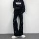 菲尼東爵高街vibe風牛仔褲男女新款潮流直筒寬松拖地微喇叭褲子小眾設計感 黑色 +顯顯瘦T19 XL