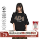 404MOBGANG[章若楠同款]豹紋仿馬毛刺繡美式復古短袖T恤男女涼感防曬潮T上衣 黑色 L