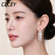 CLCEY999純銀輕奢耳環女款金色碎銀子獨特圈圈氣質耳墜水鉆耳圈耳鉓女 輕奢耳環