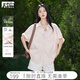 對(duì)白寬松休閑卷邊短袖襯衫女2026夏季新款氣質(zhì)襯衣松弛感顯瘦上衣 淺粉色 M