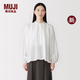 MUJI 女式 方形剪裁 罩衫 女士襯衫襯衣外套女裝 純棉 26年秋季新品 白色 S -M(160/80A)