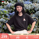 FILA【易烊千璽同款】斐樂短袖T恤女半袖休閑寬松上衣男情侶卡通多彩t 正黑色-BK XL 180/100A/XL