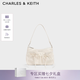 CHARLES&KEITH26秋季新品褶皺蝴蝶結芭蕾腋下斜挎包七夕禮物送女友CK2-20151673 Cream奶白色 S