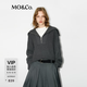 MO&Co.毛衣醋酸山羊絨綿羊毛拉鏈海軍領翻領半開襟寬松紅色摩安珂 深花灰色 XS 155