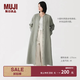 MUJI 女式 漢麻水洗 長袖襯衫連衣裙 女裝裙子 26年春季 BC2R2A6S 煙熏綠色 M （160/84A）